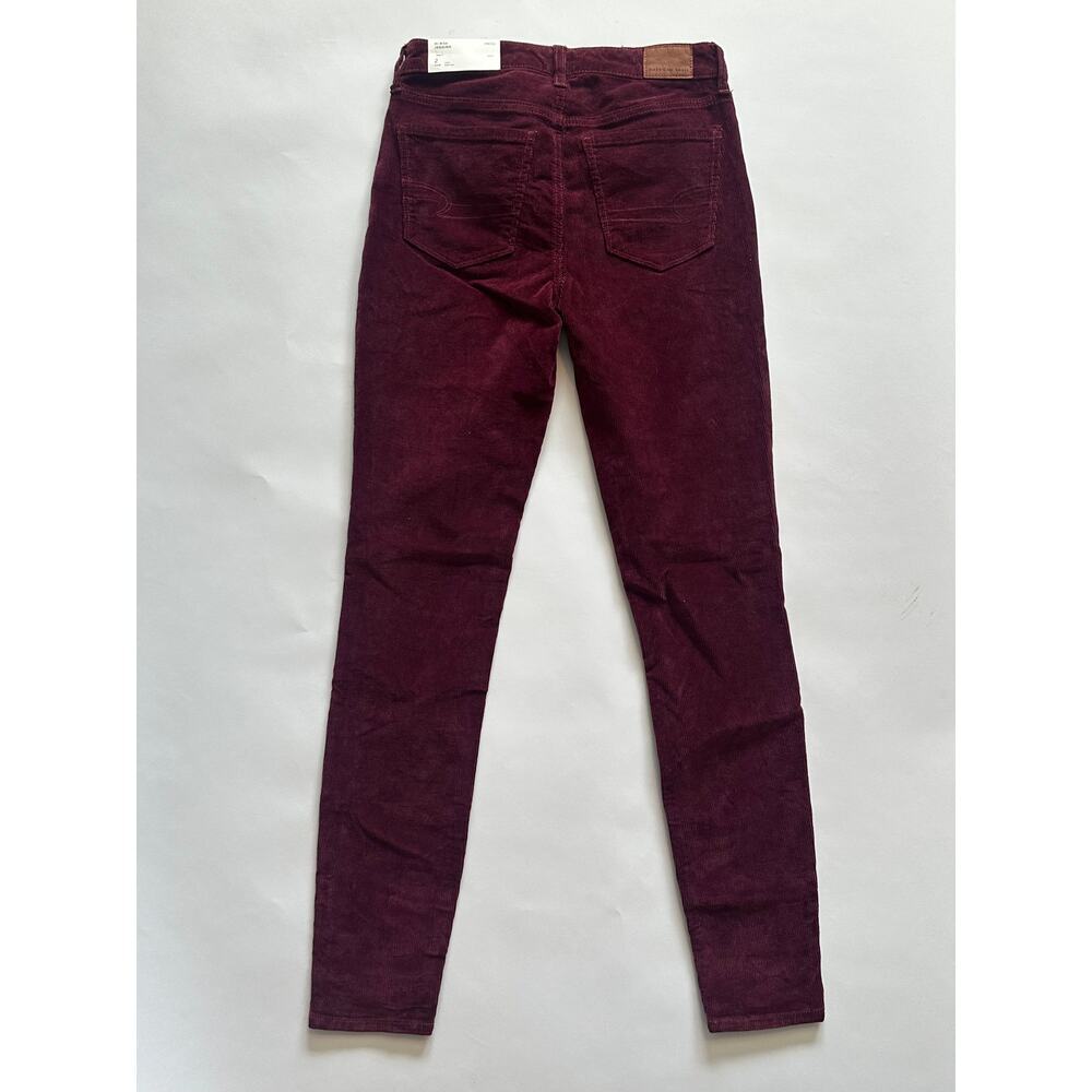 American Eagle Hi-Rise Jegging Jeans Size 2‎ Long Burgundy Corduroy nwt
